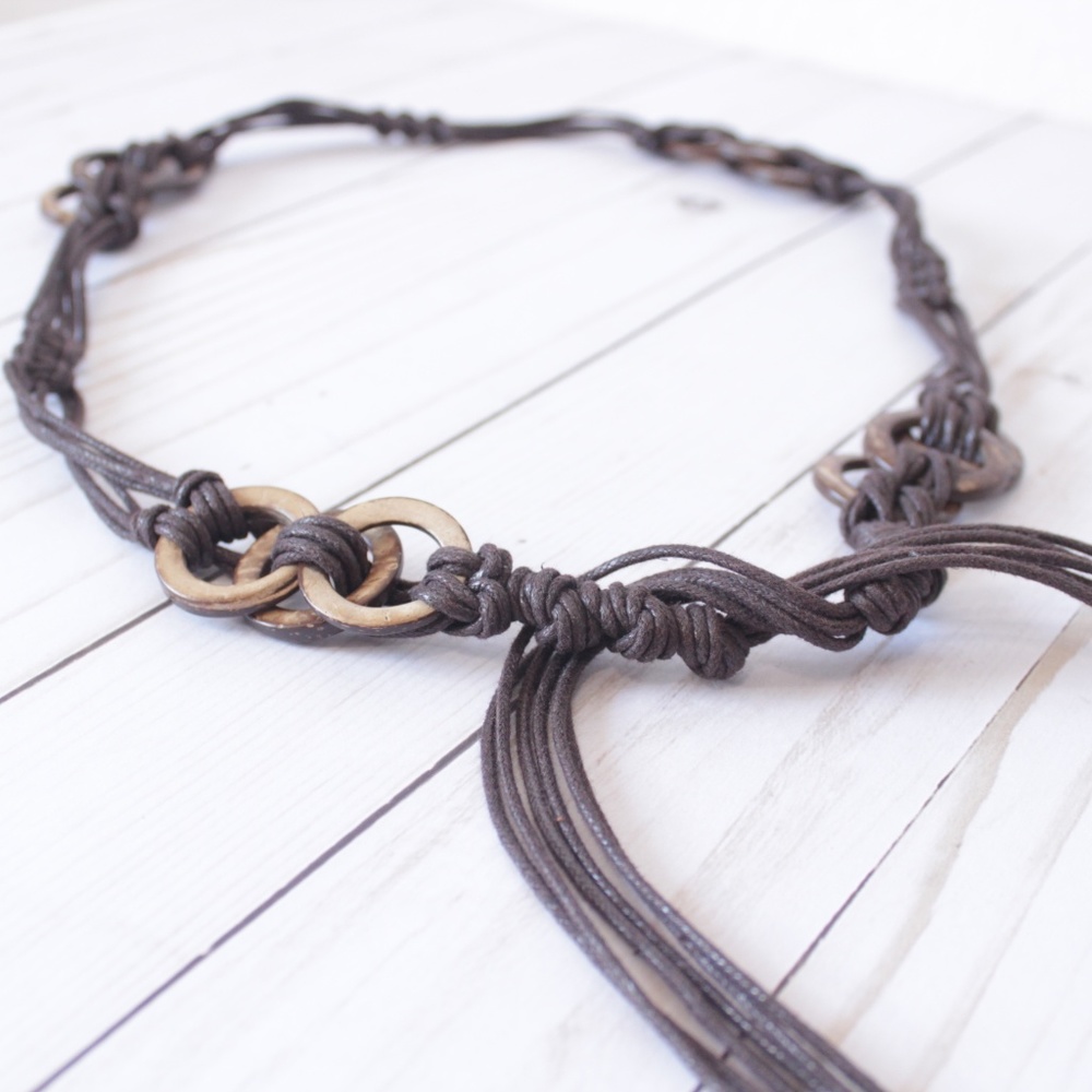 Boho Brown Knotted Hemp Belt